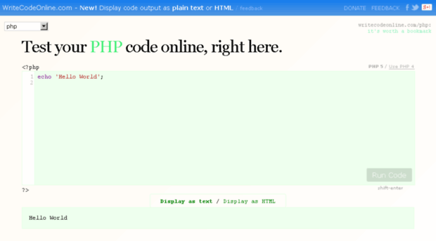 online php compiler with html